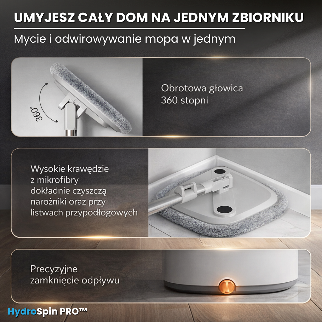 HydroSpin PRO™ - Samoczyszczący mop z separacją czystej i brudnej wody