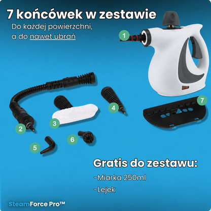 SteamForce Pro - W zestawie 7 końcówek do każdej powierzchni